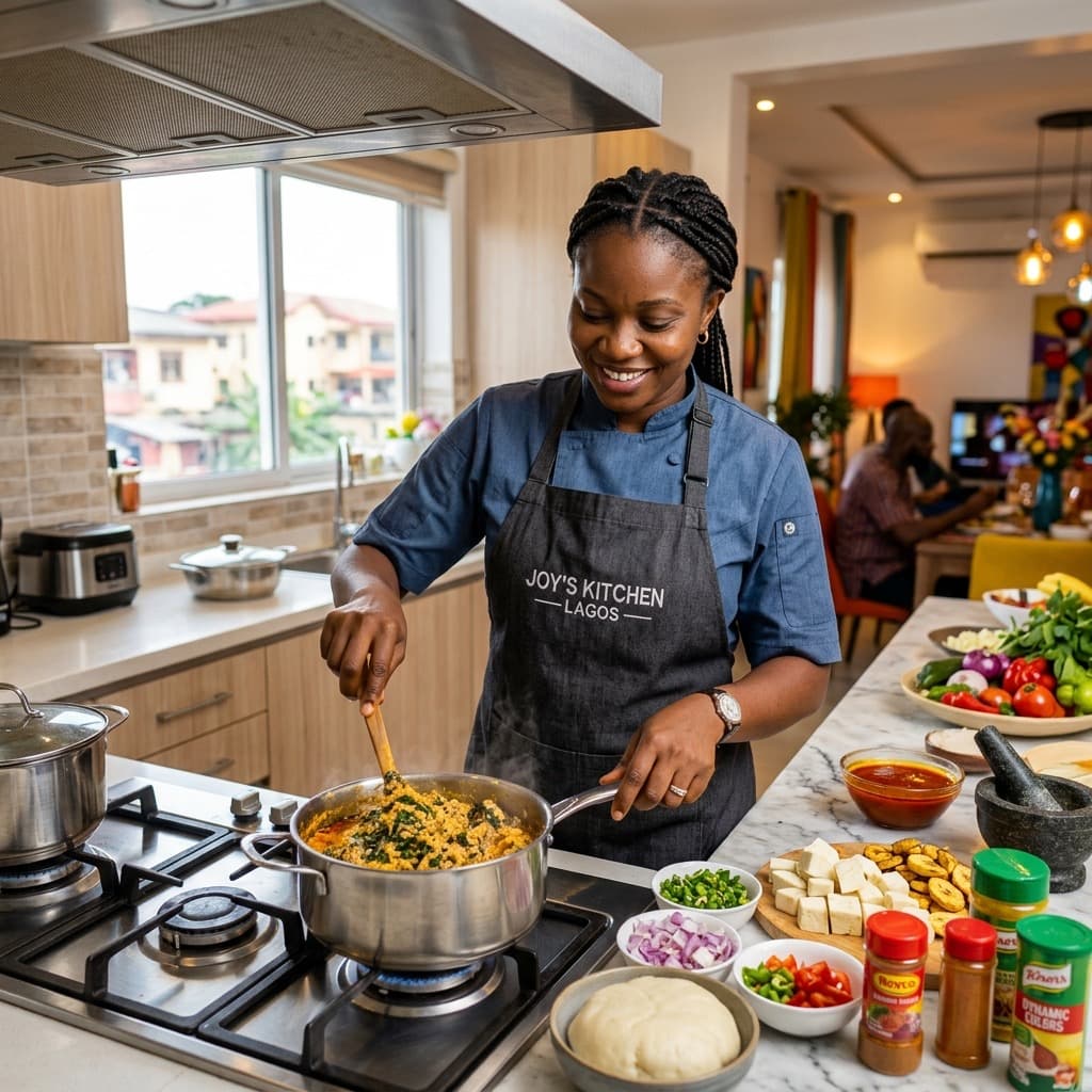 A cook preparing food for a family ceremony or event